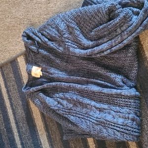 Blue cable knit cardigan